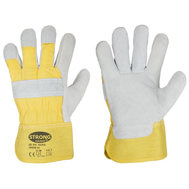 120 Paar Stronghand® Rindslederhandschuhe, natur/gelb, CAT 2 - robust und sicher für vielseitige Anwendungen