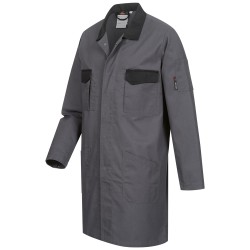 1 Stück CRAFTLAND Twill-Kittel grau/schwarz aus strapazierfähigem Material für professionelle Anwendungen