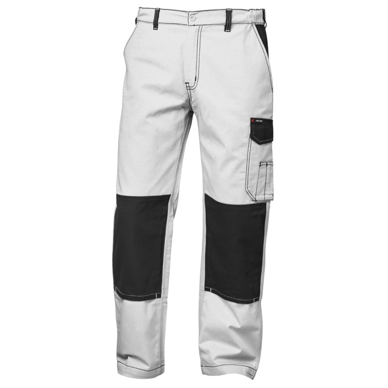 1 Stück CRAFTLAND Twill-Bundhose aus Baumwolle in Weiss/Grau für optimalen Tragekomfort und Funktionalität