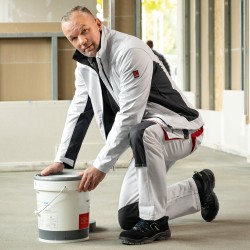 1 Stück CRAFTLAND Twill-Bundhose aus Baumwolle in Weiss/Grau für optimalen Tragekomfort und Funktionalität