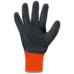 60 Paar RASMUSSEN STRONGHAND® Handschuhe aus Polyacryl mit Latex-Beschichtung in Orange/Schwarz, Kat 2