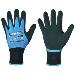60 Paar Opti Flex Winterhandschuhe mit doppeltem Latex-Beschichtung - schwarz, blau, Polyester/Polyacryl Futter