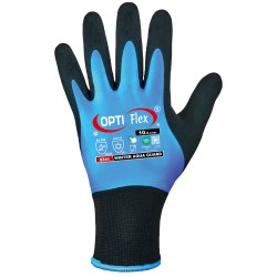 60 Paar Opti Flex Winterhandschuhe mit doppeltem Latex-Beschichtung - schwarz, blau, Polyester/Polyacryl Futter