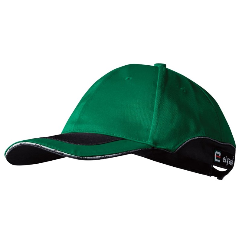 25 Stück ELYSEE® David Cap in grün/schwarz – strapazierfähige Mütze aus 65% Polyester und 35% Baumwolle