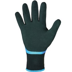 60 Paar Opti Flex Winterhandschuhe mit doppeltem Latex-Beschichtung - schwarz, blau, Polyester/Polyacryl Futter