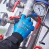 60 Paar Opti Flex Winterhandschuhe mit doppeltem Latex-Beschichtung - schwarz, blau, Polyester/Polyacryl Futter