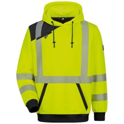 1 Stück ELYSEE Warnschutz-Hoodie aus Polyester in Gelb/Schwarz für optimale Sichtbarkeit und Sicherheit