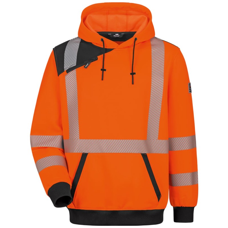 1 Stück ELYSEE Warnschutz-Hoodie aus strapazierfähigem Material in leuchtendem Orange/Schwarz
