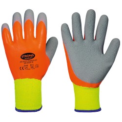 60 Paar Stronghand® Handschuhe aus Polyester mit Latexbeschichtung in Orange/Grau