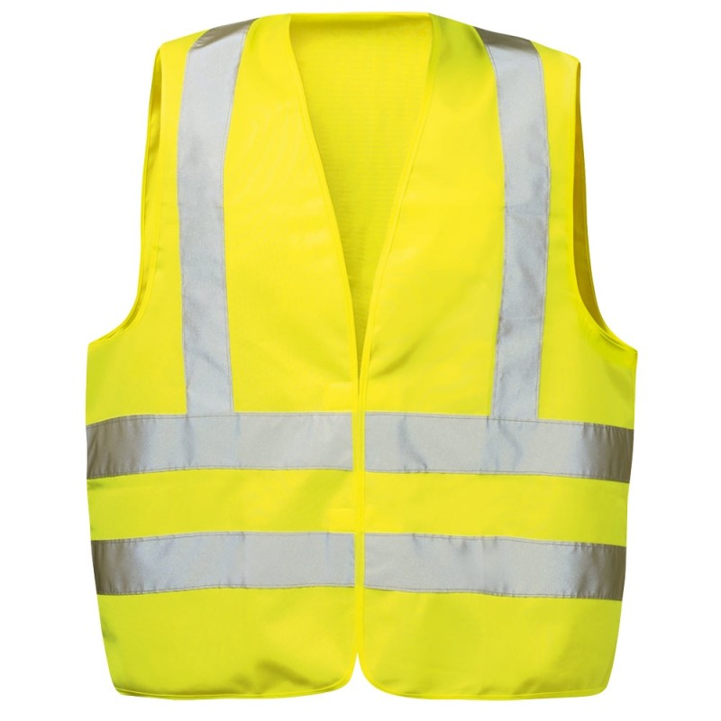 1 Stück WICA-TEX Warnweste aus Polyester mit Schulterreflex, gelb, EN ISO 20471/2 zertifiziert