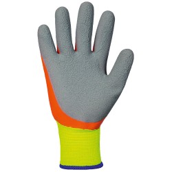 60 Paar Stronghand® Handschuhe aus Polyester mit Latexbeschichtung in Orange/Grau