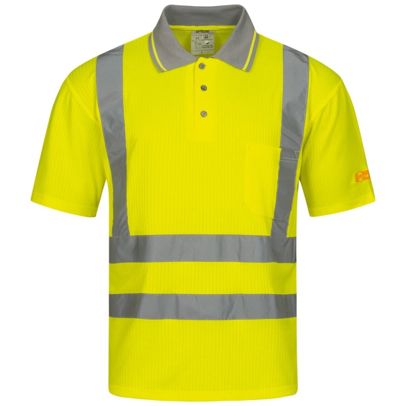 1 Stück SAFESTYLE UV-Warnschutz-Poloshirt aus strapazierfähigem Material, EN ISO 20471/2, gelb