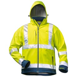 1 Stück ELYSEE Warnschutz-Softshelljacke aus weichem Material in Gelb/Marine, EN ISO 20471/3 zertifiziert