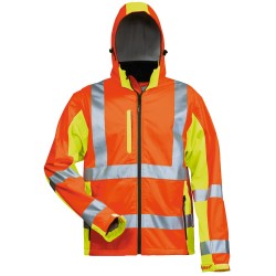 1 Stück ELYSEE Warnschutz-Softshelljacke, orange/gelb, EN ISO 20471/3, wind- und wasserabweisend, atmungsaktiv