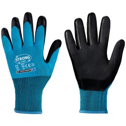 60 Paar Stronghand Winterhandschuhe, Polyester/Polyacryl, blau mit schwarzer Latexbeschichtung, waffelmuster