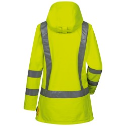 1 Stück ELYSEE Damen Warnschutz-Softshelljacke, EN ISO 20471/3, Gelb, wind- und wasserabweisend, atmungsaktiv