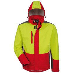 1 Stück ELYSEE Softshell-Jacke für Waldarbeiter, wetterfest, gelb/rot/schwarz