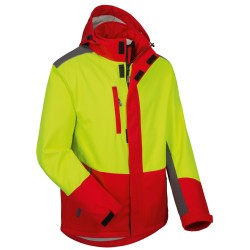 1 Stück ELYSEE Softshell-Jacke für Waldarbeiter, wetterfest, gelb/rot/schwarz