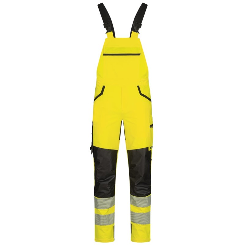 1 Stück ELYSEE Warnschutz Stretch-Latzhose aus hochwertigem Material, gelb/schwarz, EN ISO 20471/2, EN 13758-2