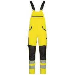 1 Stück ELYSEE Warnschutz Stretch-Latzhose aus hochwertigem Material, gelb/schwarz, EN ISO 20471/2, EN 13758-2