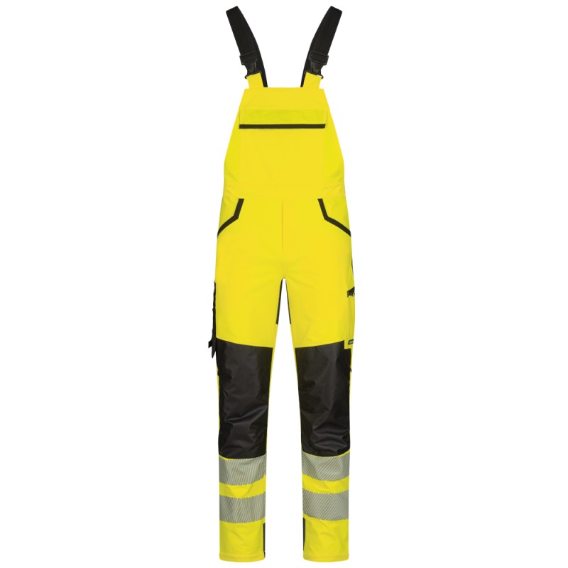 1 Stück ELYSEE Warnschutz Stretch-Latzhose aus hochwertigem Material, gelb/schwarz, EN ISO 20471/2, EN 13758-2