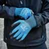 60 Paar Stronghand Winterhandschuhe, Polyester/Polyacryl, blau mit schwarzer Latexbeschichtung, waffelmuster