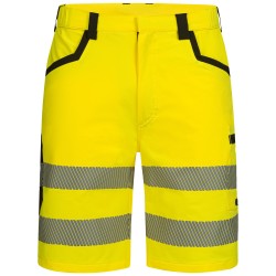1 Stück ELYSEE Warnschutz Stretch-Shorts aus Polyester, gelb/schwarz, EN ISO 20471/1, EN 13758-2