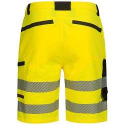 1 Stück ELYSEE Warnschutz Stretch-Shorts aus Polyester, gelb/schwarz, EN ISO 20471/1, EN 13758-2
