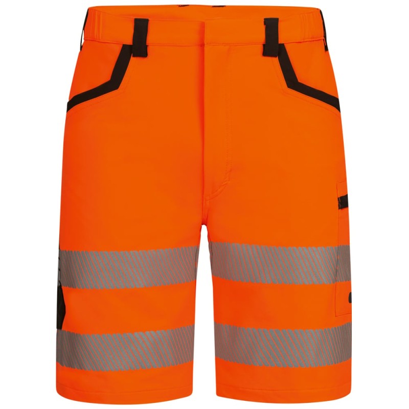 1 Stück ELYSEE Warnschutz Stretch-Shorts, orange/schwarz, EN ISO 20471/1, EN 13758-2