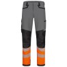 1 Paar ELYSEE Warnschutz Stretch-Bundhose aus grauem, schwarzem und orangefarbenem Material EN ISO 20471