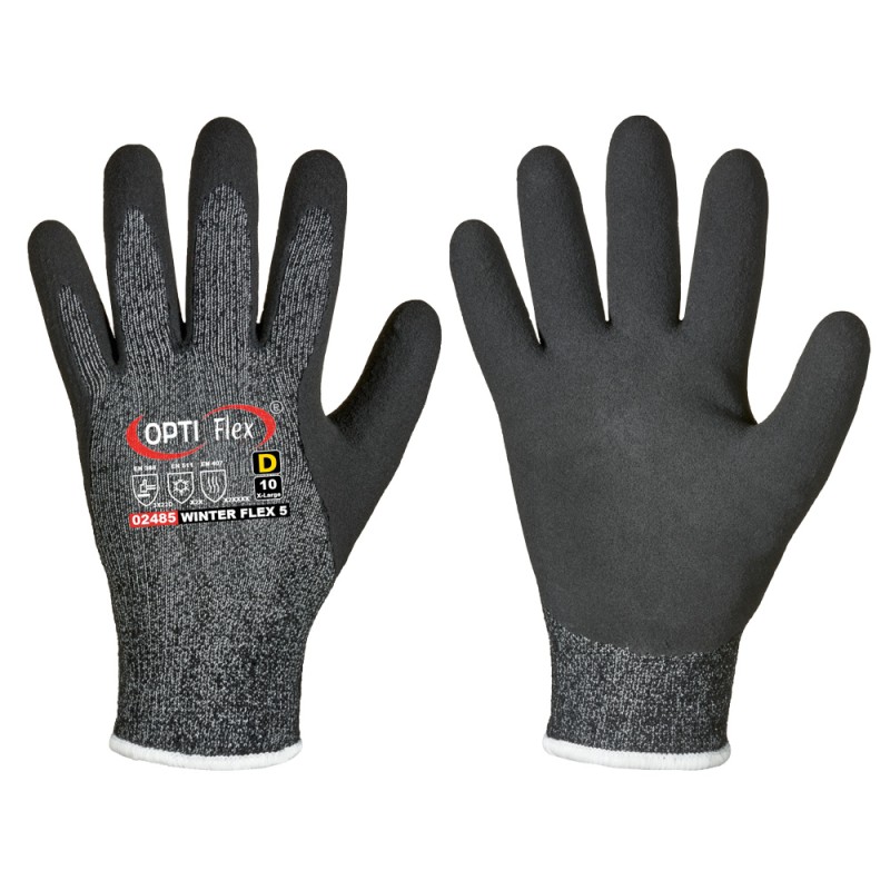 60 Paar Winter Flex 5 Opti Flex Winterhandschuhe mit Level C Schnittschutz und Level 2 Hitzeschutz, grau