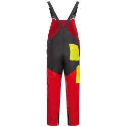 1 Stück ELYSEE Schnitzschutzlatzhose EN ISO 11393-2, rot/schwarz/gelb, Grösse Form A, für optimalen Schutz
