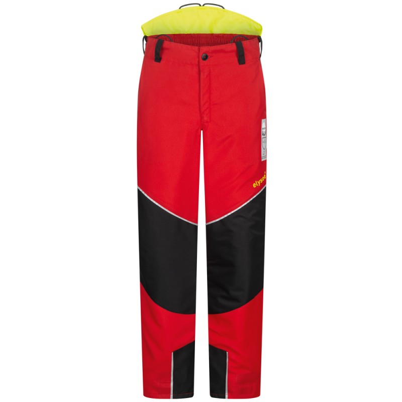 1 Stück ELYSEE Schnitthosen aus Douglasie, EN ISO 11393-2, rot-schwarz-gelb, Grösse 51-940