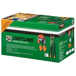 1 Set Forstschutzset mit KWF geprüfter Latzhose, Helm und Handschuhen aus strapazierfähigem Material in Grün