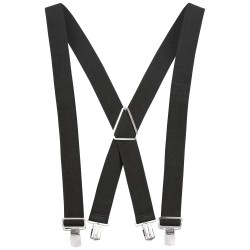 1 Paar ELYSEE Hosenträger mit 38 mm breitem Power Gripper Clip, robust und rutschfest in klassischem Schwarz