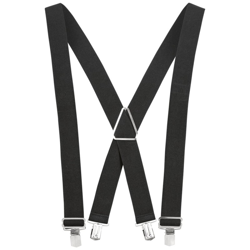 1 Paar ELYSEE Hosenträger mit 38 mm breitem Power Gripper Clip, robust und rutschfest in klassischem Schwarz
