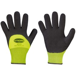 60 Paar Mallory Stronghand Handschuhe, Polyester/Polyacryl mit Nitril-Beschichtung, gelb/schwarz, Kat 2