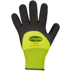 60 Paar Mallory Stronghand Handschuhe, Polyester/Polyacryl mit Nitril-Beschichtung, gelb/schwarz, Kat 2
