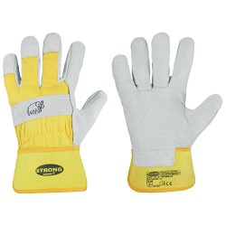 60 Paar MAMMUT STRONGHAND® Handschuhe aus Rind-Spaltleder in Natur/Gelb, Schutzklasse CAT 2