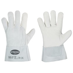 60 Paar STRONGHAND® Arbeitshandschuhe aus Rind-Spaltleder und Vollleder in Natur, Sicherheitsstufe CAT 2