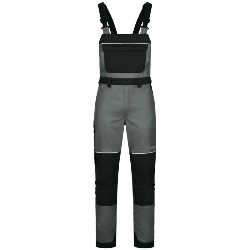 1 Stück ELYSEE Multinorm Latzhose aus strapazierfähigem Material in Grau/Schwarz für optimalen Schutz und Komfort