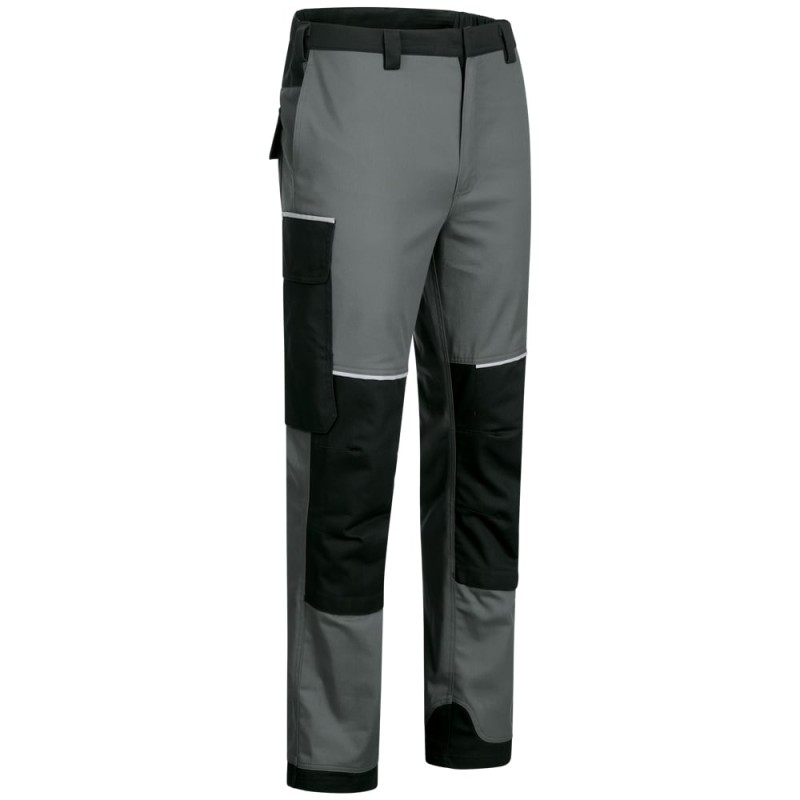 1 Stück Porsi Multinorm Bundhose aus strapazierfähigem Material in Grau/Schwarz für optimalen Tragekomfort