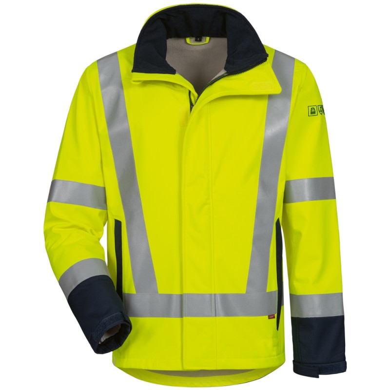 1 Stück KAAPO Warnschutz Softshell-Jacke aus Polyester in Gelb/Marine