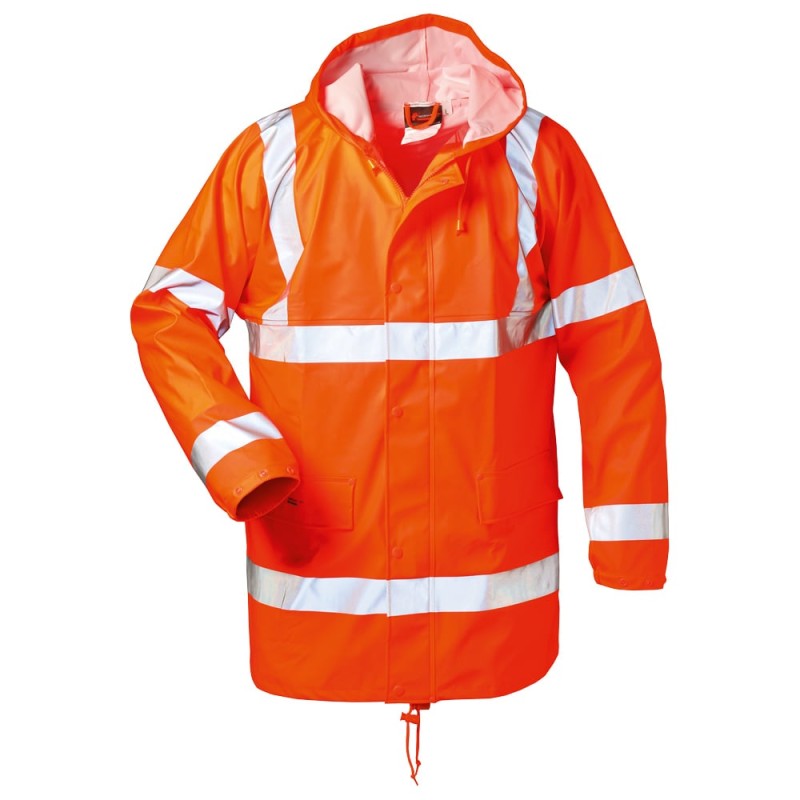 1 Stück FINN Warnschutzjacke aus PU in orange, EN ISO 20471 Kl 3, EN 343 Kl 4/1/X für optimale Sichtbarkeit