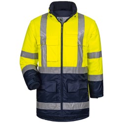 1 Stück ELYSEE Warnschutzparka aus wasserabweisendem Material in gelb/marine, EN ISO 20471/3, EN 343 zertifiziert