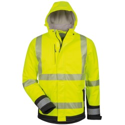 1 Stück ELYSEE Warnschutz-Softshelljacke, leicht wattiert, EN ISO 20471/3, gelb/schwarz, ideal für Sichtbarkeit