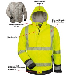 1 Stück ELYSEE Warnschutz-Softshelljacke, leicht wattiert, EN ISO 20471/3, gelb/schwarz, ideal für Sichtbarkeit