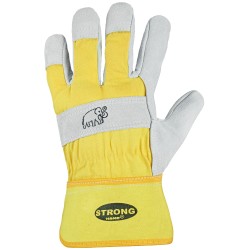 60 Paar MAMMUT STRONGHAND® Handschuhe aus Rind-Spaltleder in Natur/Gelb, Schutzklasse CAT 2