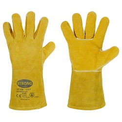 60 Paar STRONGHAND® Handschuhe aus Rind-Spaltleder in gelb, Schutzklasse CAT 2