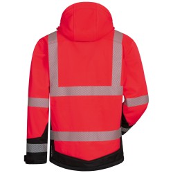 1 Stück ELYSEE Warnschutz-Softshelljacke, wattiert, rot/schwarz, EN ISO 20471/3, optimale Sichtbarkeit, hoher